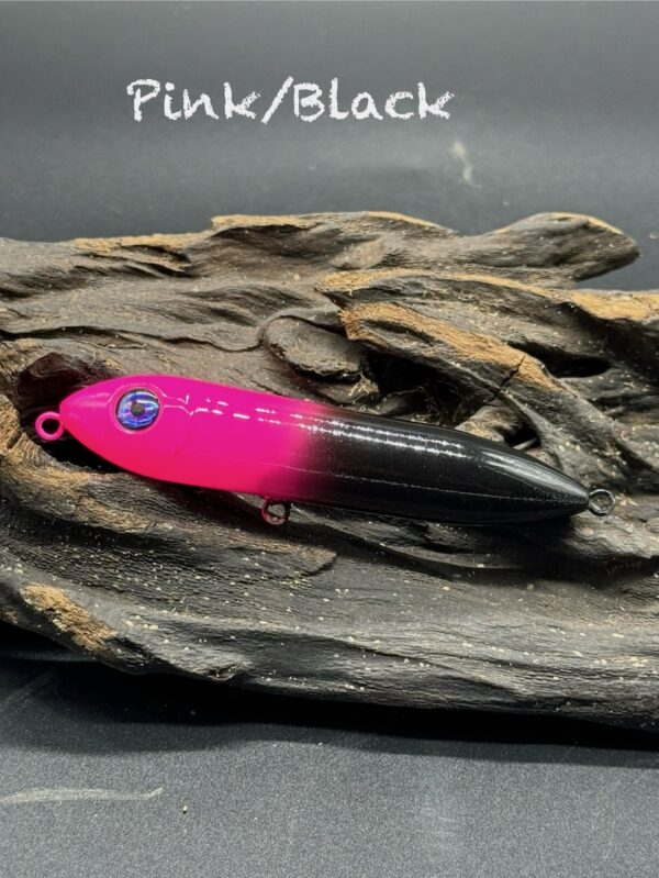 A hot pink and black sit or drift stick under the title "Pink/Black".