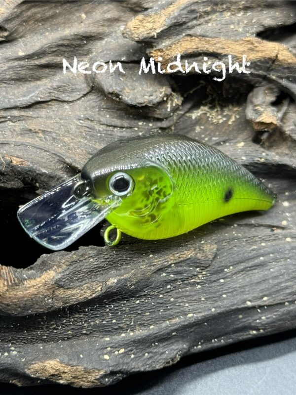 A squarebill lure painted in a dark green to neon green gradient.